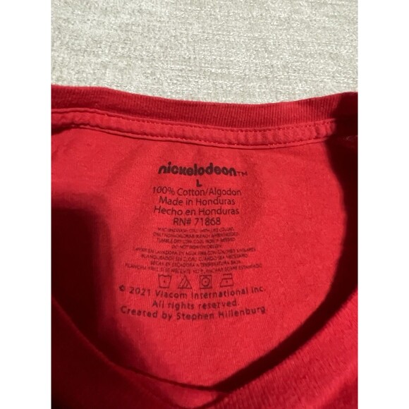 Nickelodeon SpongeBob Shirt Men’s Large Red Graphic Tee Krusty Krab Pizza - Picture 3 of 8